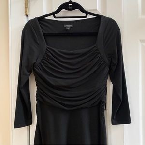 Ann Taylor Black Dress Long Sleeve Size 4 rouching and zipper